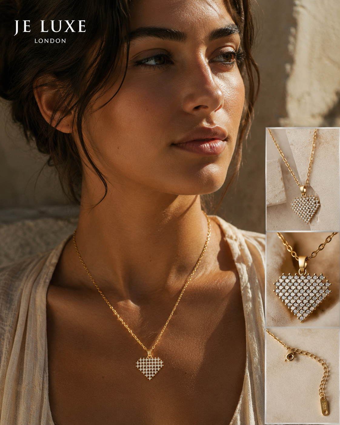 Céleste Pavé Heart Necklace