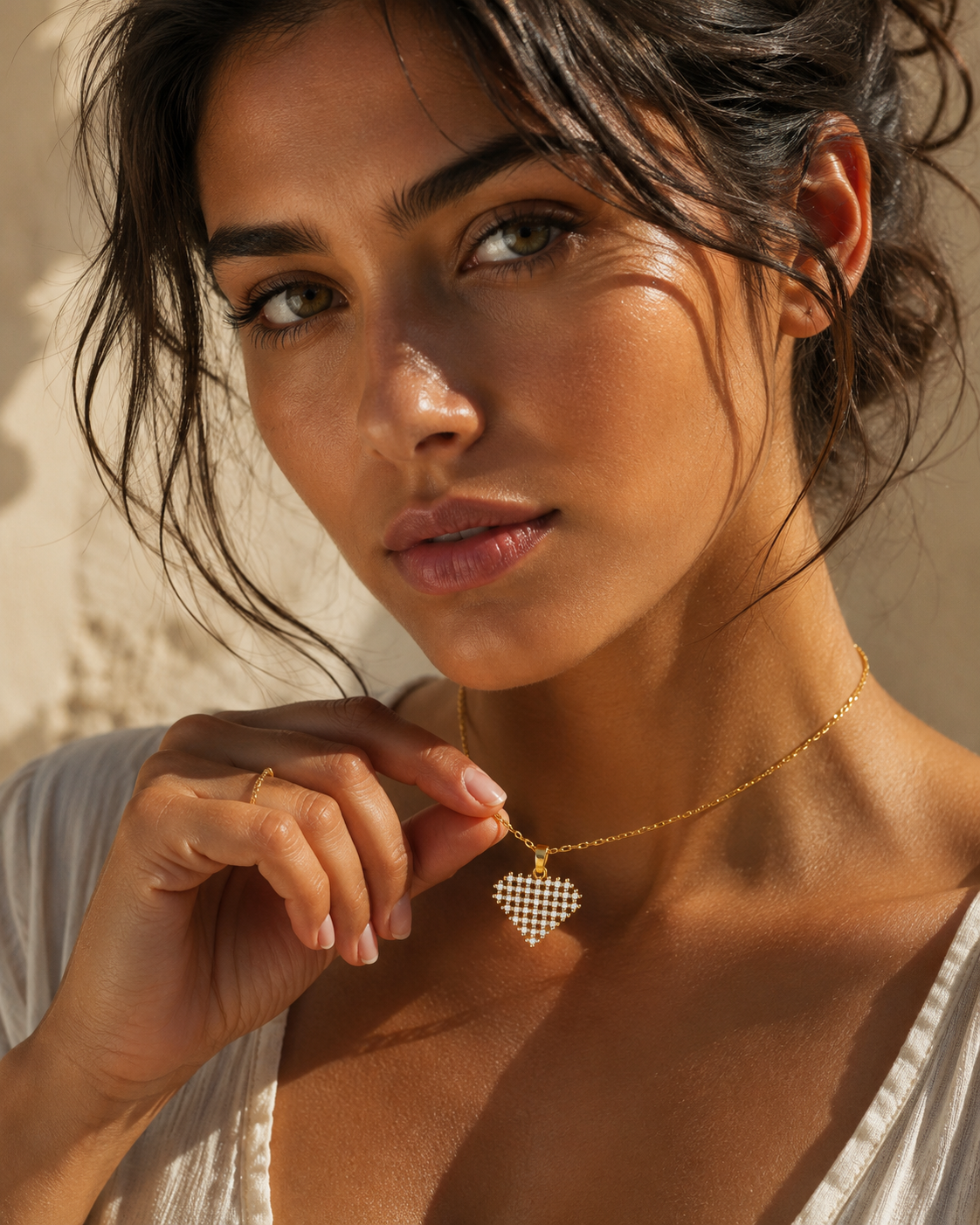 Céleste Pavé Heart Necklace